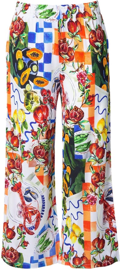 Ulla Popken - Dames - Slinky broek food-design wijde pijpen - Kobaltblauw - Maat 42+