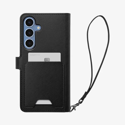 Spigen Wallet S Plus Book Case Portemonnee - Hoesje met ruimte voor Pasjes - Geschikt voor de Samsung Galaxy S25 Plus - Zwart