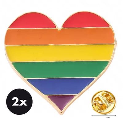 Actie4you® - Pride Broche - Regenboog - LGBTQ+ - Hartje - Pin Speld - 2 Stuks