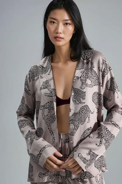 Leopardprint Lange Mouw Pyjama Set