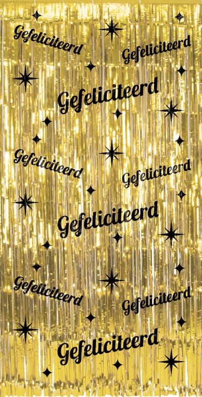 Classy Party feestgordijn | Gefeliciteerd | Kleur: Goud | Lengte: 2m | Breedte: 1m