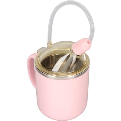 Tasse d'alimentation pour convalescents Anti-fuite Couvercle 360 degrés Tasse à boire de maternité avec paille Rose L rose
