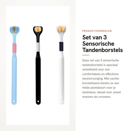 Dailygoods- Tandenborstel Driezijdig Design - 3 Stuks - Duurzaam Polypropyleen - Zachte Borstelharen - Comfortabele Poetservaring - Voor Volwassenen - Mondverzorging
