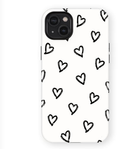 Tough Hoesje met Hartjes geschikt voor iPhone 14 Plus | Little Love Tough Case Geschikt voor Mag | Hartjes Print Backcover geschikt voor iPhone 14 Plus Mono Hearts