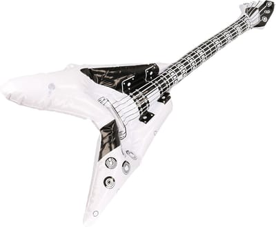 Kruger Rock gitaar - 2x - opblaasbaar - 100 cm - zwart/wit - verkleed accessoires volwassenen