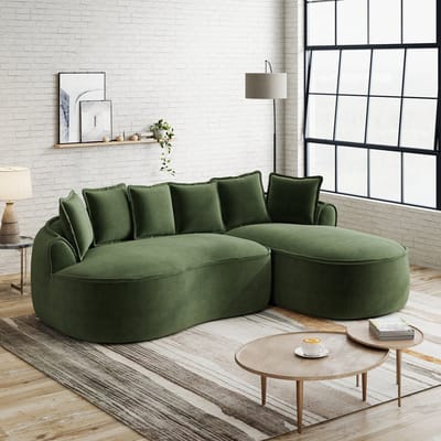 MODENUIT Hoekbank 122 cm Zitdiepte - Modulaire Chaise Longue Met Kussens - Woonkamer - Chenille - Groen