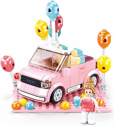 Sluban MiniQ Mini Cabrio bouwspeelgoed kinderen vanaf 8 jaar – Constructiespeelgoed modelbouw – bouwdoos met 245 bouwstenen en 1 minifiguur – M38-B1086