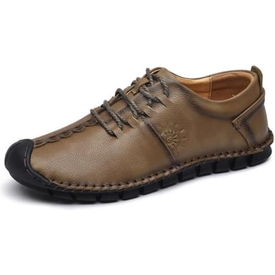 Herfst en Winter Nieuwe Herenschoenen Veterschoenen Werkschoenen Ademend Echt Leer Britse Trend Casual Lage Herenschoenen 44 brown