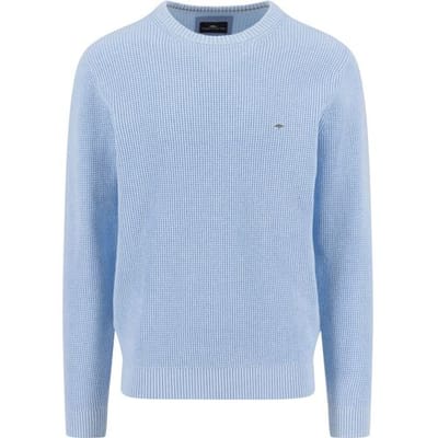 Fynch-Hatton Trui Uni Color O-Neck Structure Supersoft Cotton New Breeze / male