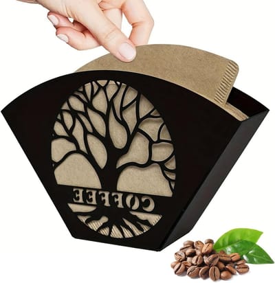 Retro Koffiefilter Houder met Perforaties - Decoratieve Koffiefilterhouder voor Conische en Ronde Filters, Ideaal voor Koffie Accessoires en Keuken Decoratie