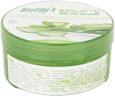 Betty's Nature Aloe Vera Gel 92% - 300ml - verzorgende organische gel