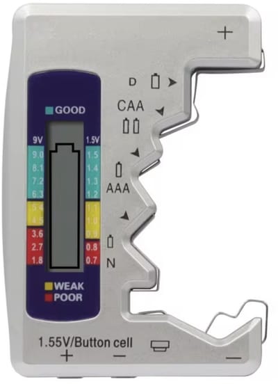 Universele digitale batterijtester zilver met LCD Scherm- batterij tester, batterijen testen - batterijentester