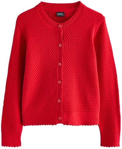 Next - Meisjes - Schoolvest met kabelmotief van katoen - Rood