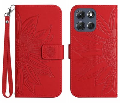 Coverup Hoesje - Geschikt voor Motorola Moto G86 Hoesje - Coverup Zonnebloem Book Case met Koord - Rood