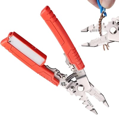 Elektrische Kabelstripper - Draadstripper Crimper - Efficiënt Elektricien Werk - Met Spanningsmeter - 21.3 cm Lengte - Grijs