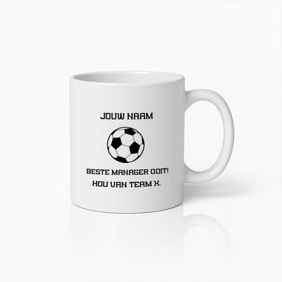 Gepersonaliseerde Voetbal Manager Mok – Uniek Geschenk met Naam voor Coach
