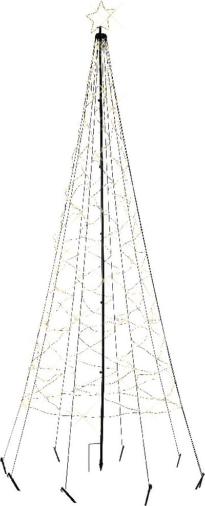 Vlaggenmast kerstboom met ster - verlichting - 480 leds - D100 x H320 cm - warm wit