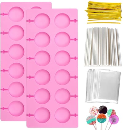 Dailygoods- Lollyvorm Siliconen - 20 Cake Pop Vormen - 100 Lollystokjes - 10 Transparante Zakjes - Hittebestendig - Gemakkelijk Schoon te Maken - Cakepopvorm