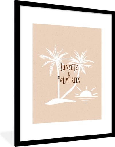 Fotolijst incl. Poster - Spreuken - Quotes - Suns & palmtrees - 60x80 cm - Posterlijst