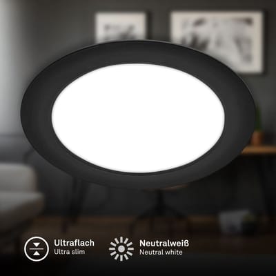 BRILONER Jeft – LED Inbouwspot – 4000K neutraal wit licht – 1200Lm – 12W – zwart – Ø22 x 3cm