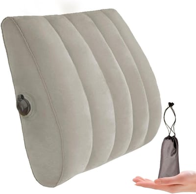 Verstelbaar Lendensteun Kussen voor Auto en Bureaustoel - Opblaasbaar Rugkussen met Opbergtas voor Ondersteuning van de Lage Rug 40x35x12cm