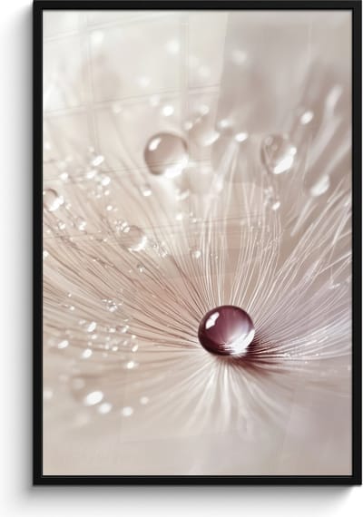 Poster in lijst - Fotolijst 80x120 cm - Posters - Bloem - Abstract - Wit - Water - Natuur - Posterlijst zwart - Decoratie - Wanddecoratie woonkamer - Muurdecoratie slaapkamer