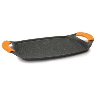 IBILI - Basis stenen bakplaat, 36 x 23 cm, Aluminiumgietijzer, Steen-stijl anti-aanbaklaag, Compatibel met inductie