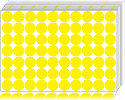 1400 stuks ronde stippenstickers, codeerlabels, cirkelvormige stippenstickers, stippenstickers, labelstickers voor kantoor, klaslokaal, papier enz（geel）