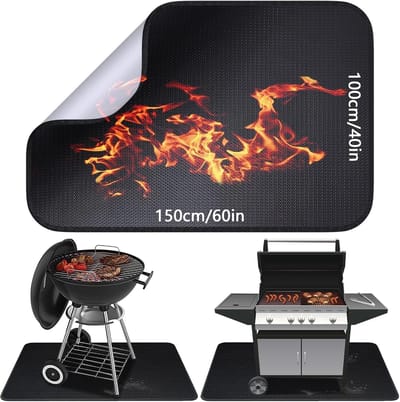 Thijox - BBQ Mat 100x150cm | Anti-aanbak Grillmat voor Buiten | Vuurvaste Mat voor Tuinhaard en Open Haard | Oliebestendige Waterdichte Bescherming vo