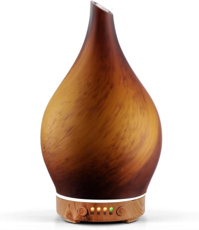 Aromadiffuser van handgeblazen glas, 150 ml, ultrasone luchtbevochtiger met 7 kleuren LED, ideaal voor etherische oliën en aromatherapie in huis