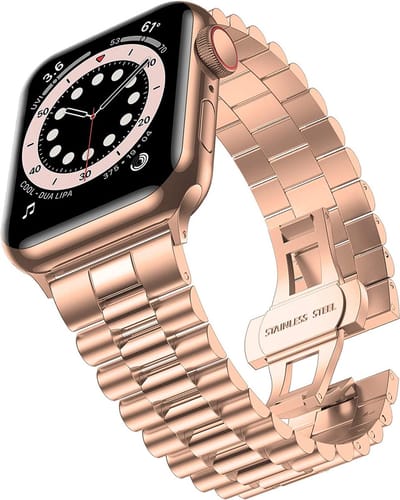 Strap-it Presidential luxe stalen band - Geschikt voor Apple Watch bandje - Series 1/2/3/4/5/6/7/8/9/10/11/SE/SE2/SE3 - Rose Gold - RVS metalen band met vlindersluiting - Staal iWatch bandje voor maat: 38 / 40 / 41 / 42mm