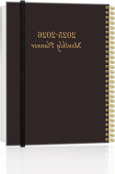 Maandplanner 2026 - Jaarkalender Organiser - Planning Werk Thuis - Binnenzak Dubbelbinding - 21.5 x 28.9 cm - Zwart