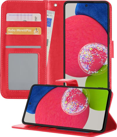 Hoesje - Geschikt voor Samsung Galaxy A52s 5G - Luxe Bookcase - Walletcase Hoes - Portemonnee - Cover - Telefoonhoes - Rood