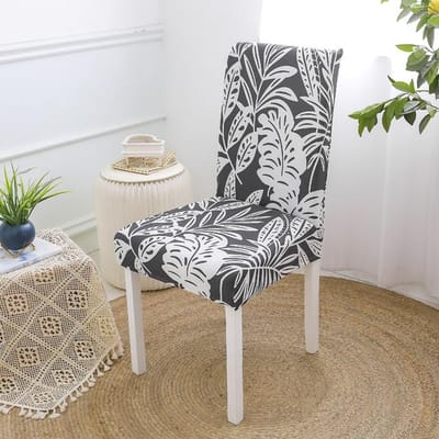 Elastische Eetkamerstoelhoes Bedrukking Spandex Verwijderbare Stoelhoes Voor Keuken Bruiloft Hotel Banketzaal Zitkussenhoes 1pc gray