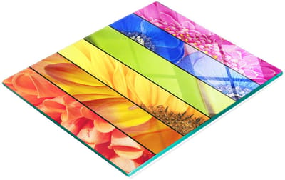 Decoratieve glazen serveerplank met kleurrijke bloemen, 60x52 cm