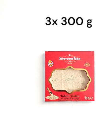 Abdurrahman Tatlıcı Tahini Halva 3x300g – Glutenvrij & Zonder Toevoegingen | 100% Natuurlijk Sesamdessert – Energieboost & Gezonde Zoete Snack - Tahin Helvası 3x300g – Glutensiz & Katkısız - Tahini Halva 3x300g – Gluten-Free & Additive-Free