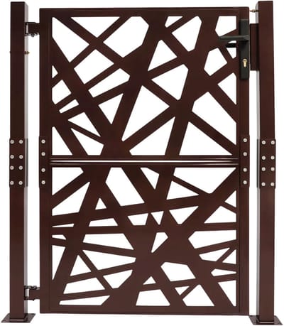 Tuinpoort – Voor magazijnen, tuinen & binnenplaatsen – Metalen poort – Bruin (105×125 cm)