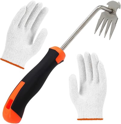 1-Delig wiedgereedschap met katoenen handschoenen en roestvrijstalen jachthaken - Tuin- en landbouwgereedschap voor worteljedhaak