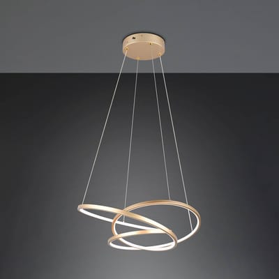 TRIO DARVIN - Hanglamp - Goud - incl. 1x SMD 34 W - Instelbare lichtkleur - Dimbaar met schakelaar - Plafondbevestiging - Niet geschikt voor externe dimmer - In hoogte verstelbaar - DIP - Schakelaar