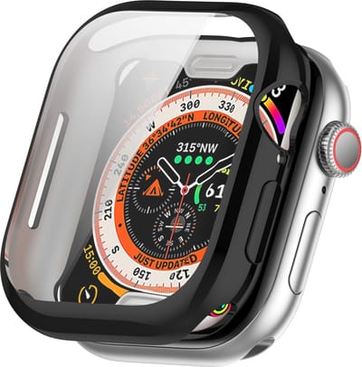 By Qubix - Apple Watch TPU case - Zwart - Geschikt voor Apple Watch 46mm hoesje - screenprotector - Bescherming iWatch - Bescherm hoesje
