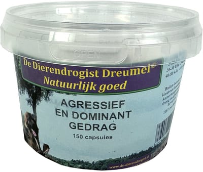 Dierendrogist Agressief Capsules - Voedingssupplement Honden - 150 Stuks, Ontspannende Werking