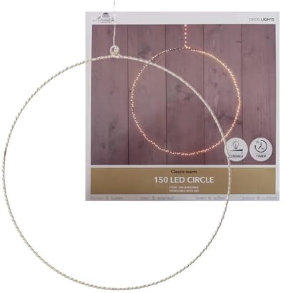 Anna's Collection Decoratie Zilverraadverlichting met Timer - Circle - 150 LED's - 27 cm - Classic Warm