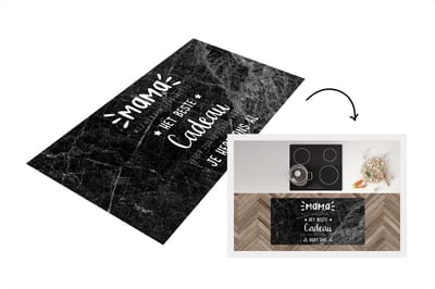 Keukenloper - Loper keuken - Spreuken - Quotes Mama Je Hebt Ons Al - Kinderen - Marmer - Moeder cadeau - zwart wit - 120x60 cm - Keukenloper vinyl