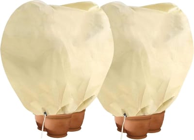 Winterbescherming voor Potplanten, XL 180 x 120 cm, 80 g/m² Sterk Materiaal, Dubbelpack met Trekkoord voor Optimale Bescherming