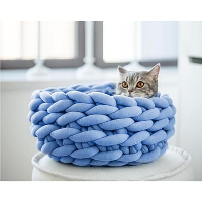3cm Dik Nieuw Handgeweven Huisdiernest Gevuld Garen Kattennest Stoffen Strip Kattennest Hondennest XS 30cm*13cm