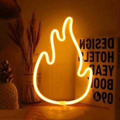 Vlam LED Neon - Decoratieve Lamp - Muur Kamer Decoratie - USB of Batterij - 28.5 x 18 cm