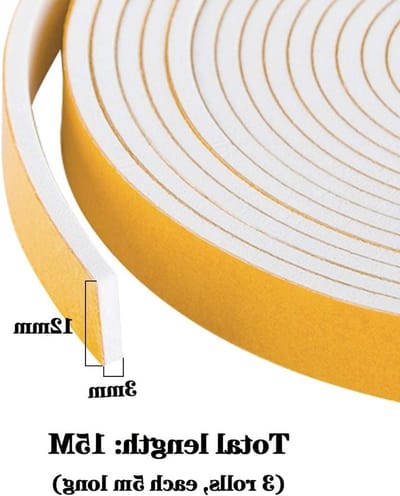 Zelfklevende Raamafdichtingstape 12 mm x 3 mm - Geluidsisolatie, Deurafdichting en Rubber Strips - 15 meter lang