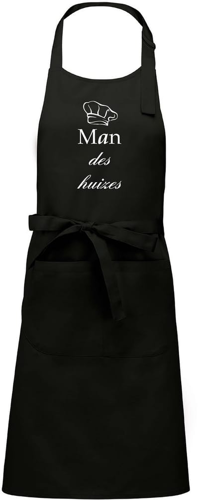 Mijncadeautje Schort - Man des Huizes - met voornaam - leuke en exclusieve keukenschort - zwart
