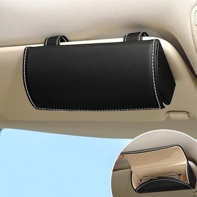 Famanu – Zonnebrilhouder voor autozonneklep, PU brillenetui met magnetische sluiting