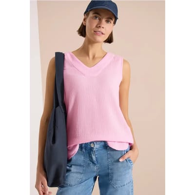 Blousetop met V-hals van mousseline